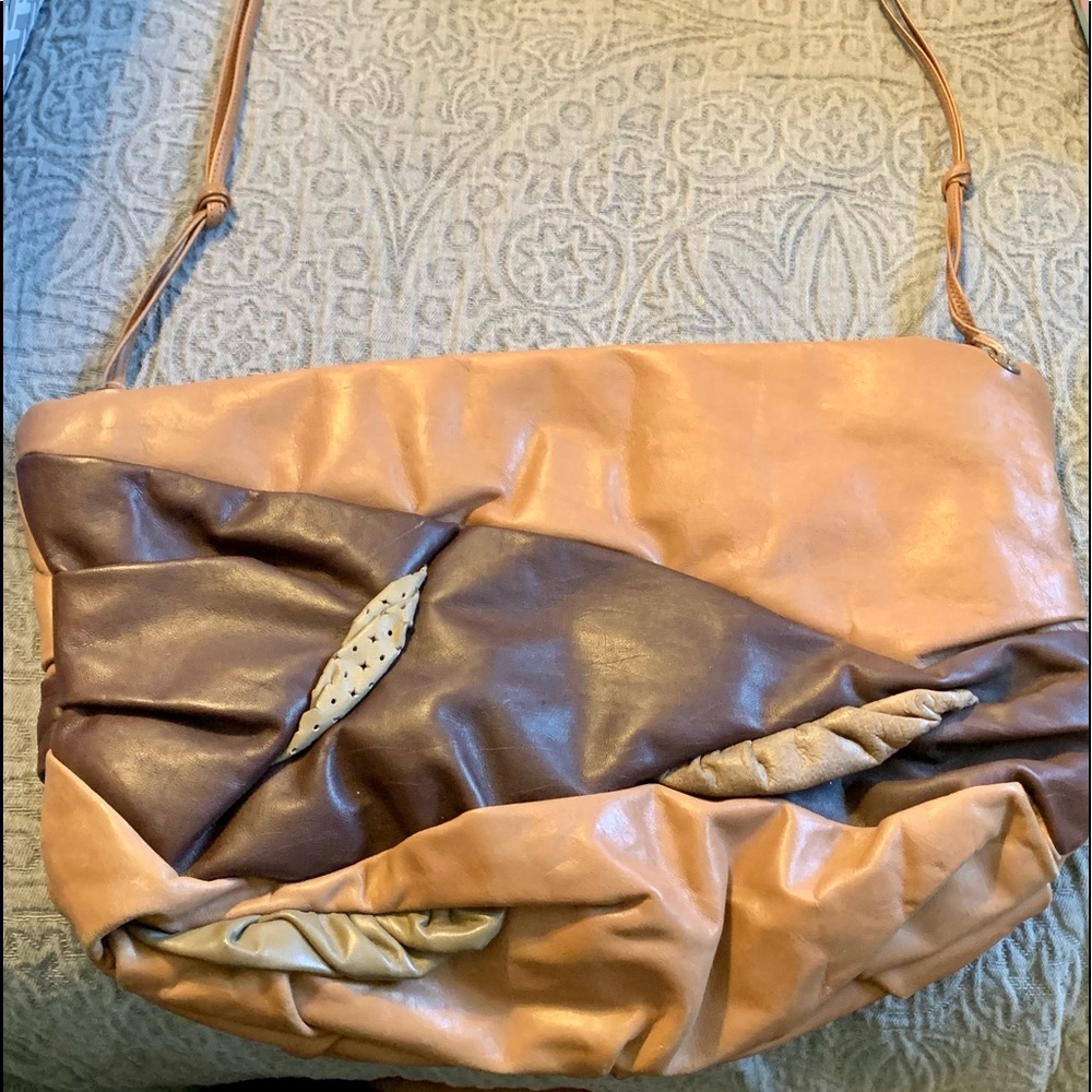 One of a kind handmade leather shoulder bag